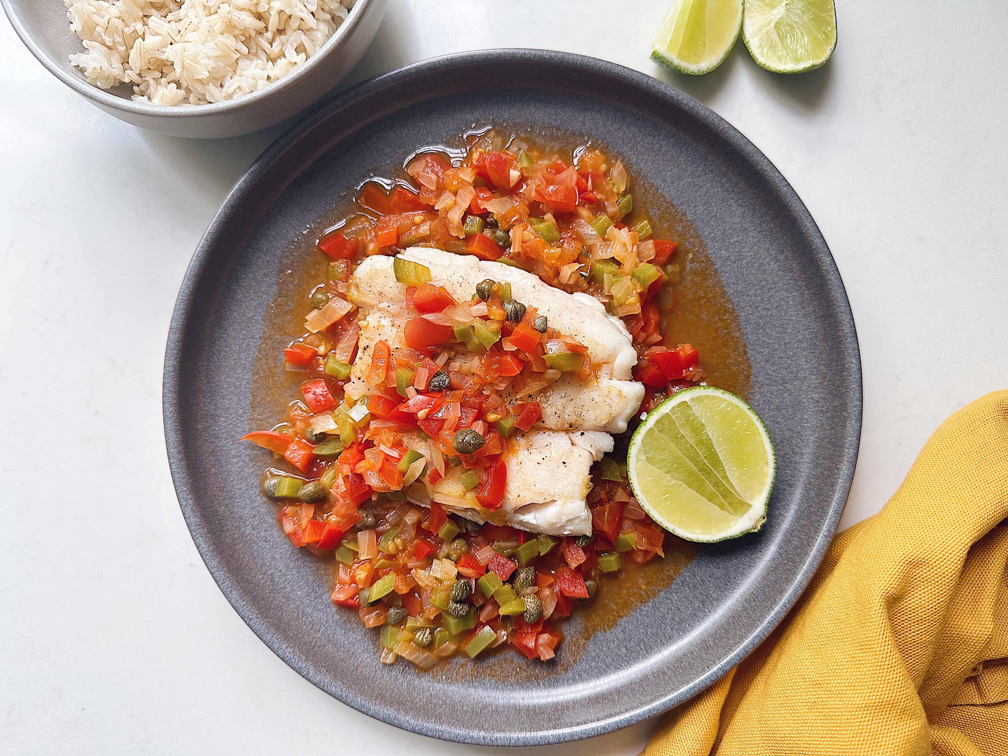 Veracruz Fish with Brown Rice